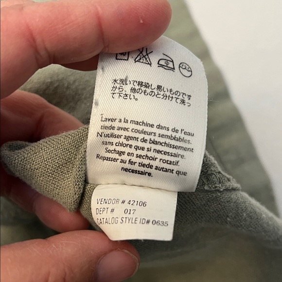 90’s VINTAGE EDDIE BAUER LINEN JUMPSUIT MAXI GREEN  DRESS MEDIUM - Picture 15 of 16